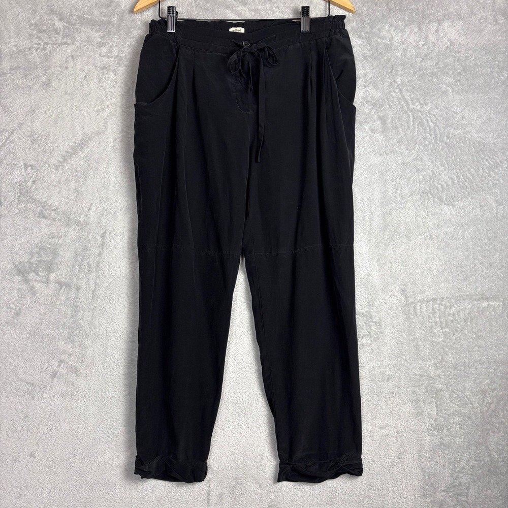 Wilfred Black 100% Silk Straight Leg Joggers Pants Size 6 Luxury Comfort Work